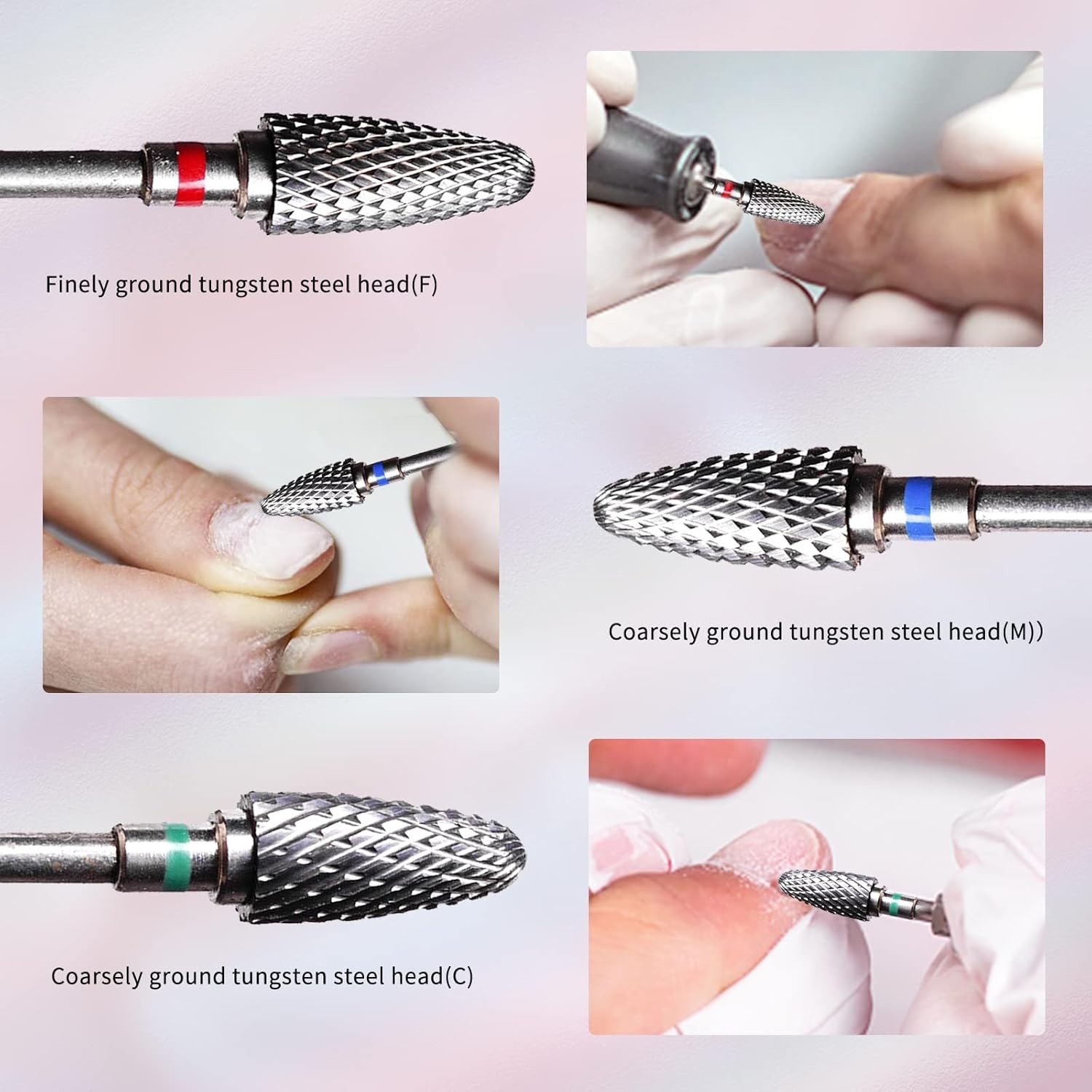 3 Pieces 1 Nail Drill Bits 3/32 Inch Profal Tungsten Nail File Bits
