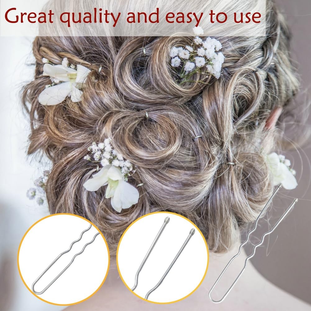 330 Count U Shaped Silver Hair Pins 1 (Pack of 330), Silver(2.4Inch)