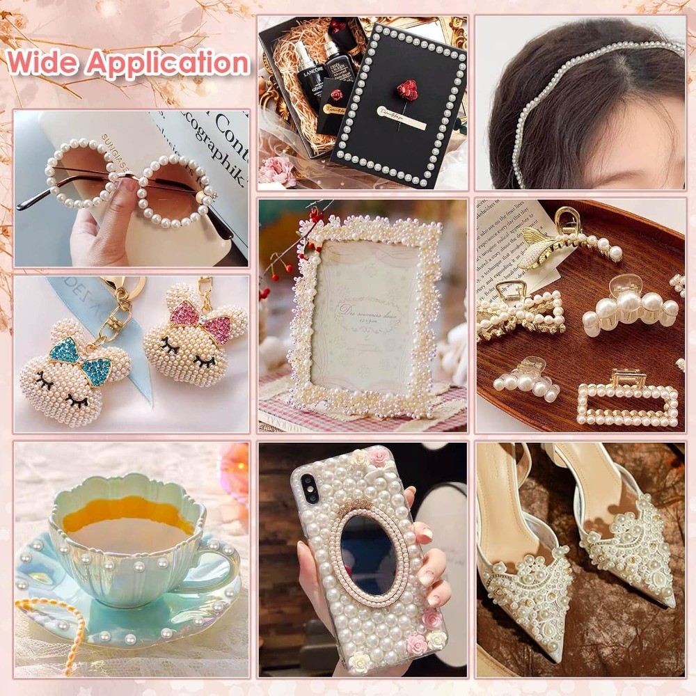 1980Pcs Self Adhesive Pearl Stickers, Pearls Sticker Gems for Hair, Face,