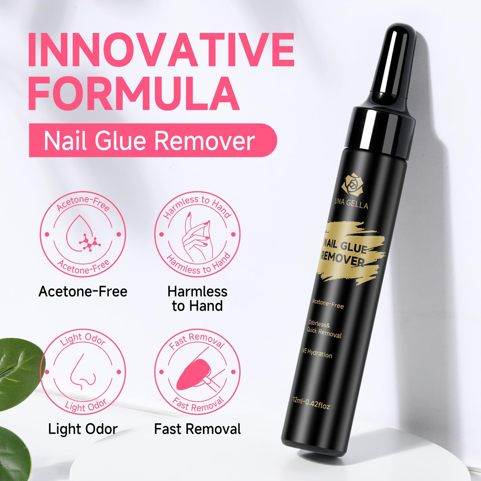UNA GELLA Quick Removal Gel Nail Glue 1 Fl Oz (Pack of 1), Remover