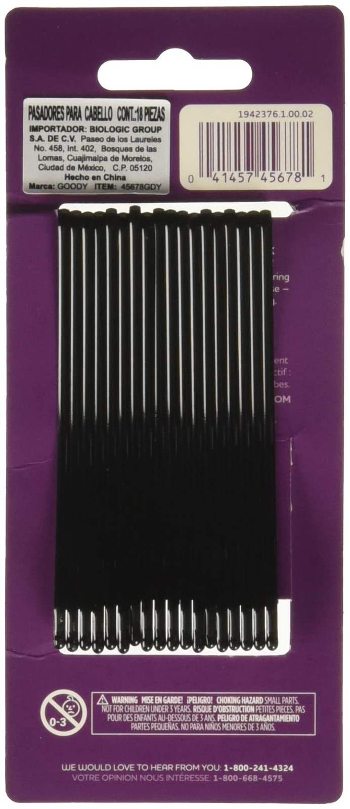 GOODY Mosaic Curved Bobby Pins, Black, X-Large, 18 Count (Pack of 1), Black