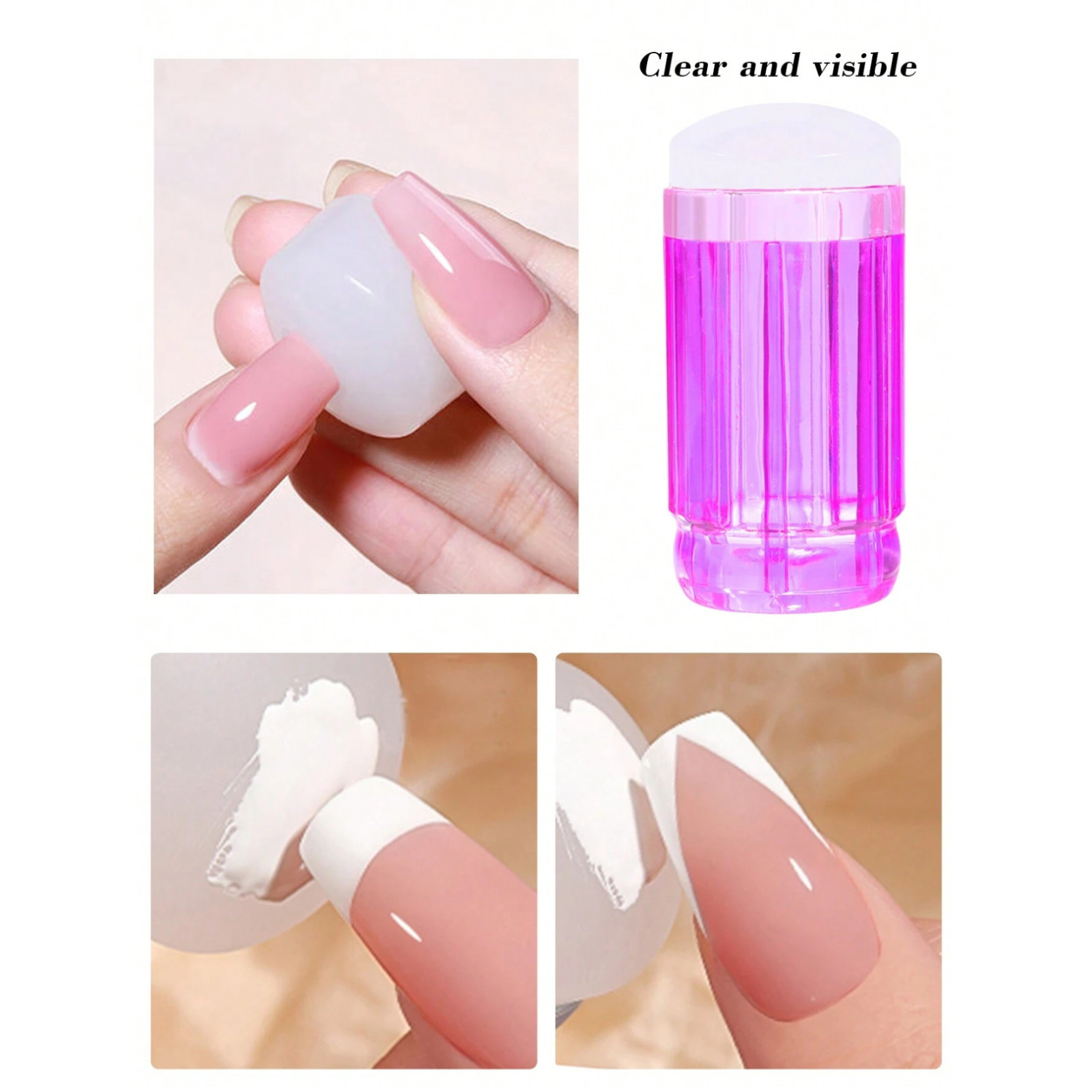 Silicone Nail Stamper French Manicure Stamping Jelly Nails Art Scraper Stamps