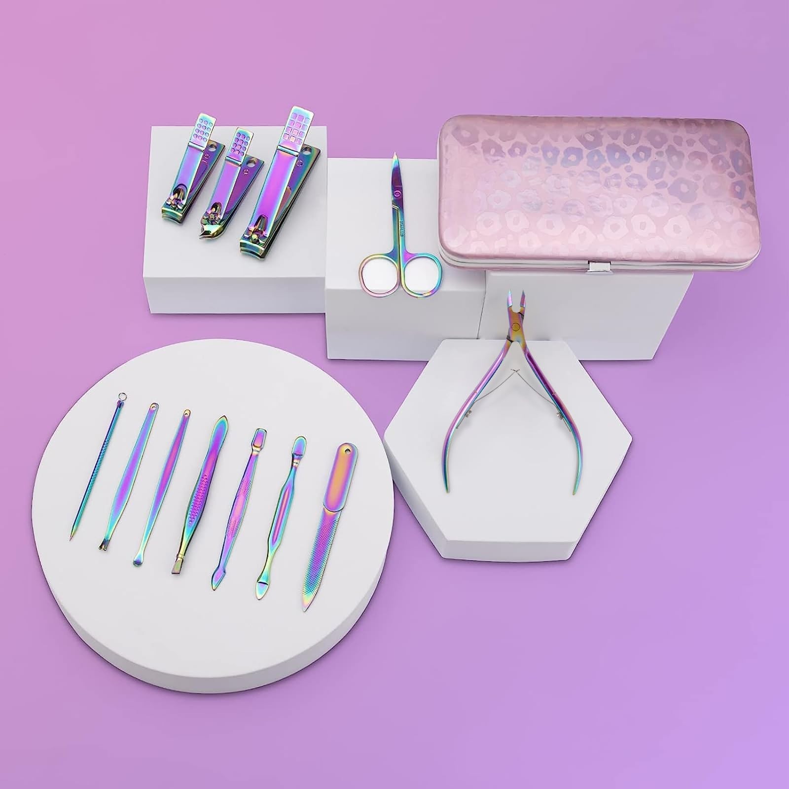 Manicure Set Nail Clippers Pedicure Kit – 12pcs Stainless Steel Nail Kit, Col…