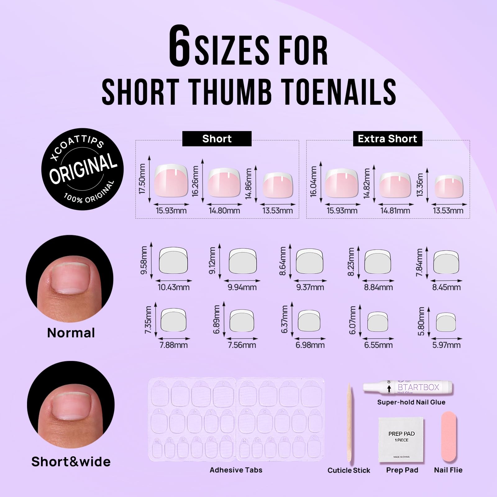 Press on Toenails Short, White French Tips Toenail Press Ons Square for Women…