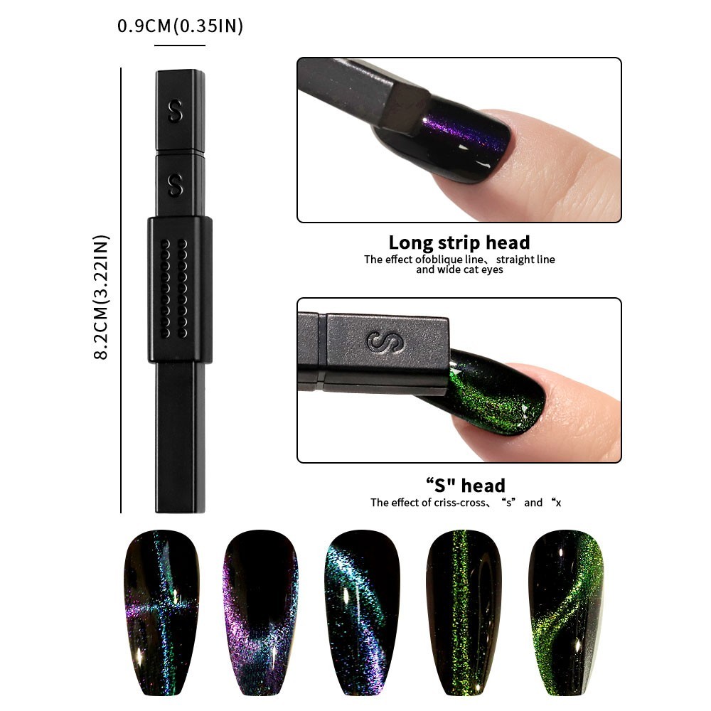 8PCS Nail Art Magnetic Wand Pen Set 3D Cat Eye Gel Manicure Tool UV Polish