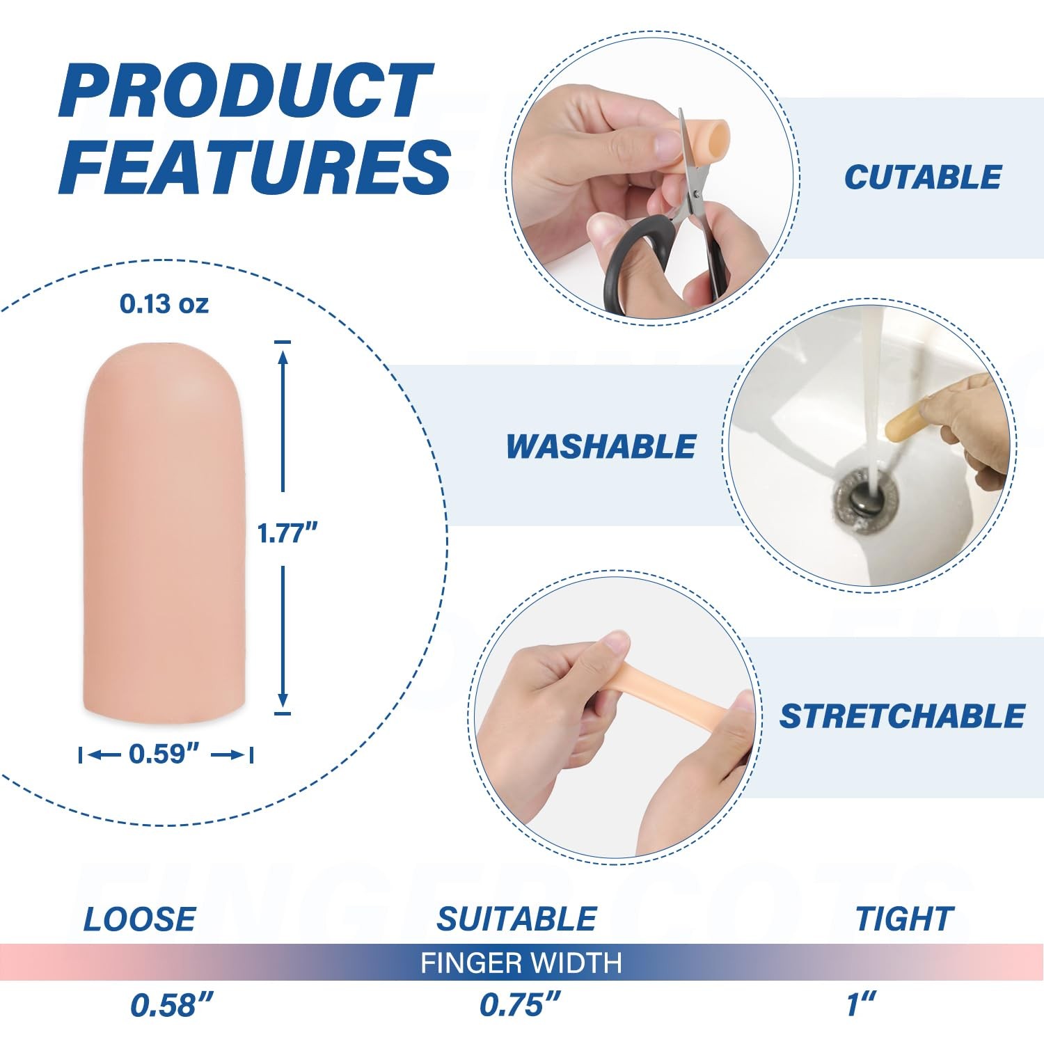Gel Finger Cots Protectors, Silicone Fingers Covers Bandages Caps Sleeves for