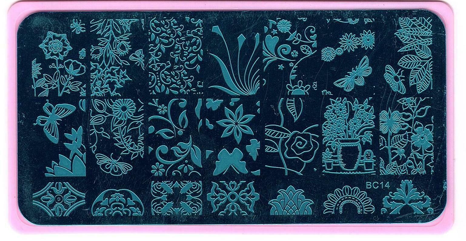Nail Art Different Designs Stamping Image Plates with Pink Holder BC11 to BC15