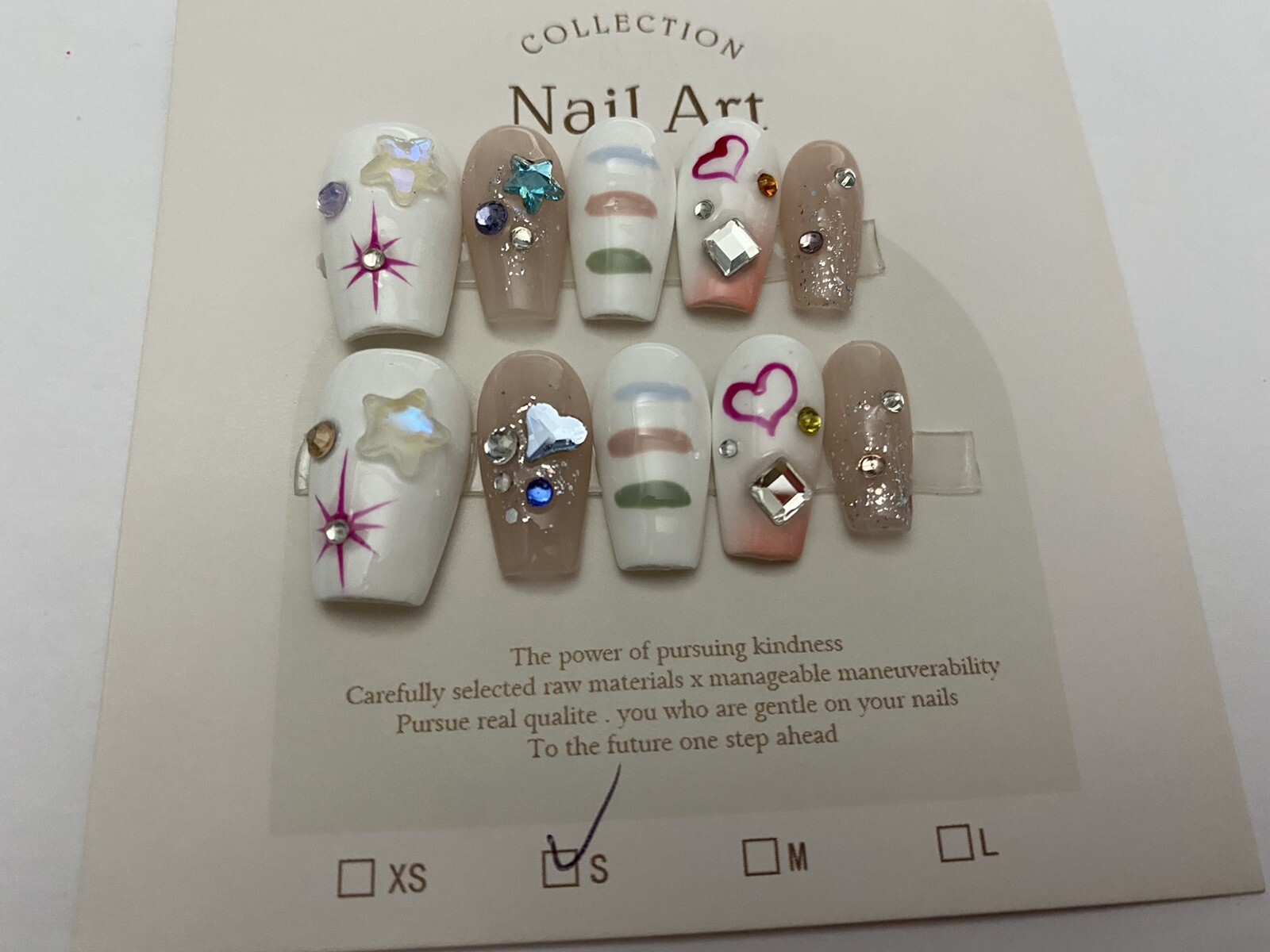 Shine Like Star – Custom Gel Press on Nails fake nails Handmade 10 pc set SMALL