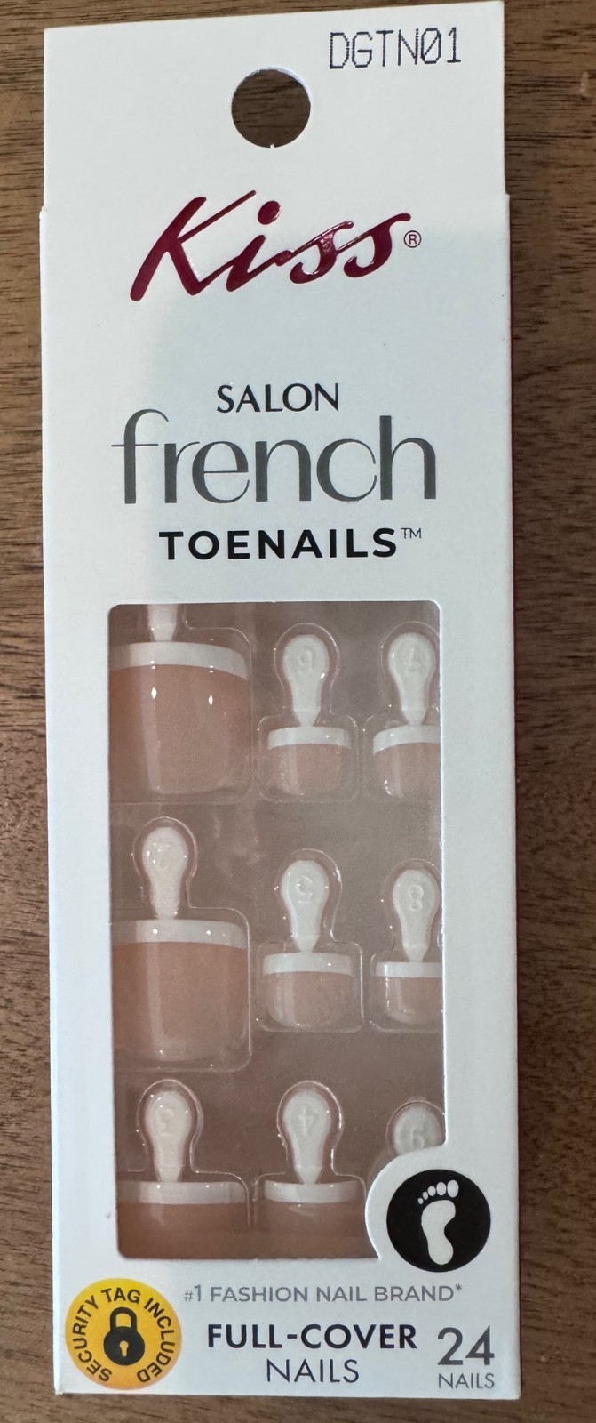 Kiss Salon French Toenails Full Cover 24 Glue-On Toe Nails DGTN01 Lot of 36!!!