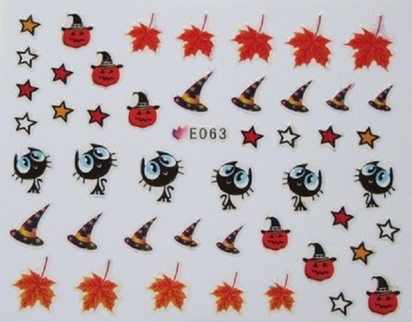 Halloween 3D Nail Art Stickers Pumpkins Ghosts Bats Cats Skulls Cross Bones etc
