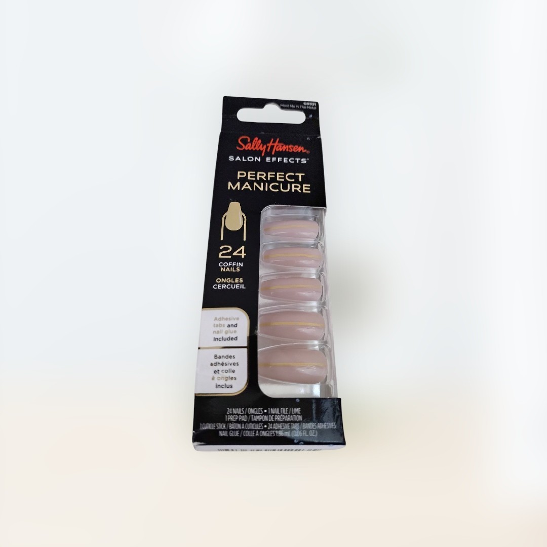 Sally Hansen SALON EFFECTS PERFECT MANICURE 24 COFFIN Nails MEET ME IN THE METAL