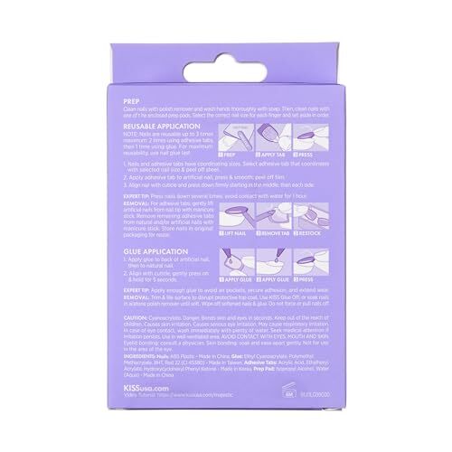 Majestic Press On Nails, Nail glue 1 Count (Pack of 84) Lovely Bubbly