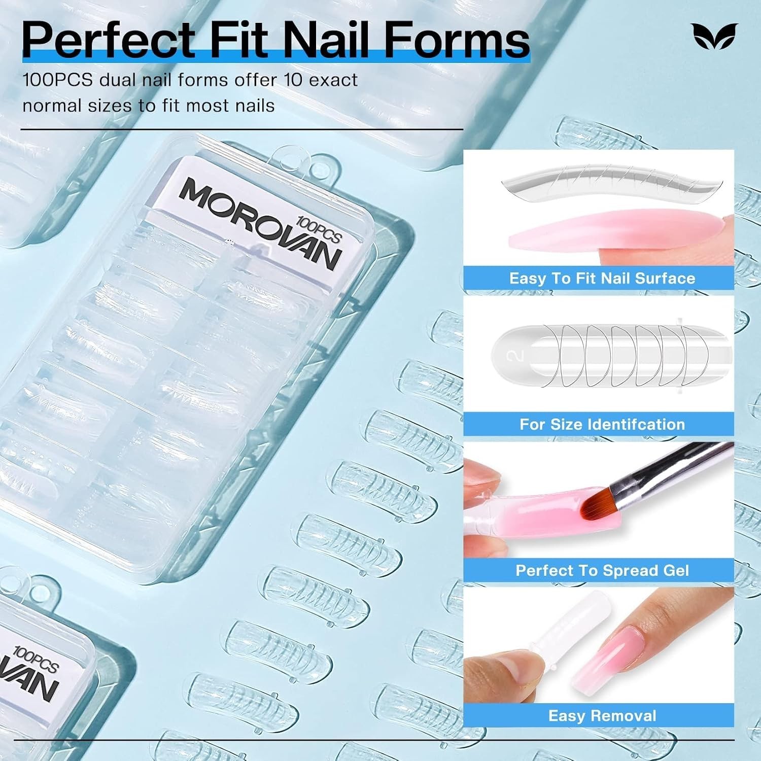 Odorless 2.5 OZ Nail Slip Solution Kit: 100 Dual Forms for Perfect Extensions