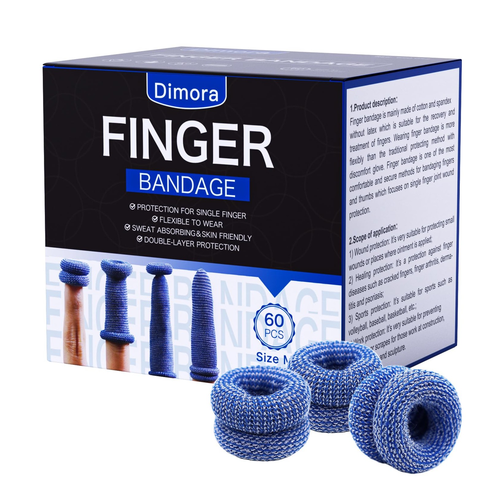 Finger Cots for Wound Care Gardening Fitness Medium Size Pack of 60 Blue