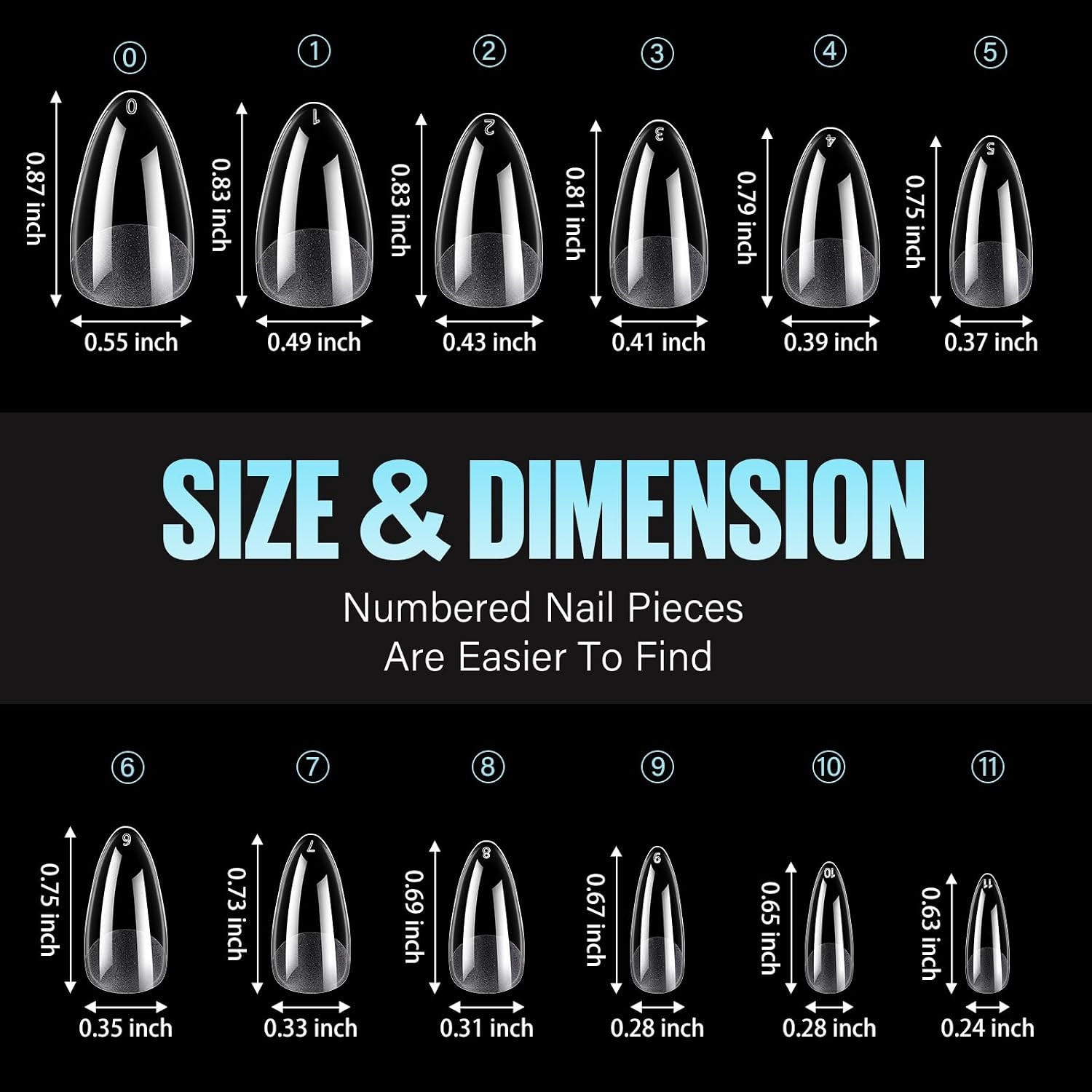 Medium Almond Nail Tips, 240Pcs Soft Acrylic Nails Tips Pre-Shaped Gel Tips, Med