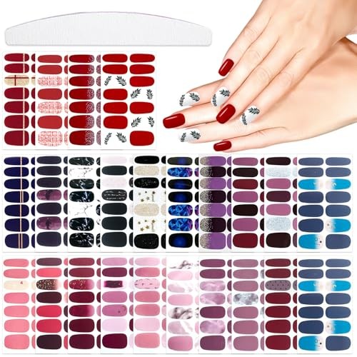 24 Sheets 336 Pcs Multiple Designs Nail Polish Strips for Women Girls Style 3