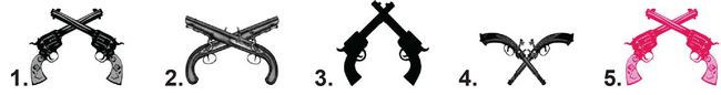 Waterslide Nail Decals Set of 20 – Crossed Pistols Guns – you choose