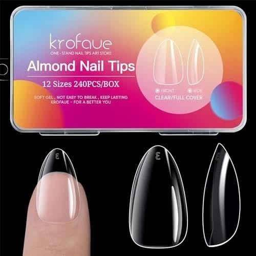 Short Almond Nails – 240pcs Almond Clear Nail Tips, 12 Sizes Artificial | Ebay