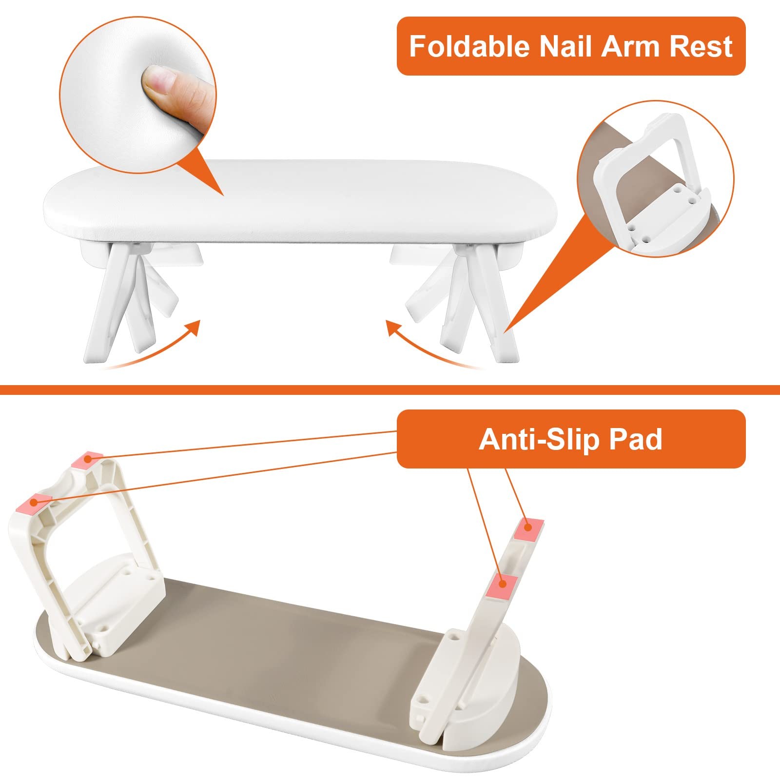 Nail Arm Rest, Foldable PU Leather Nail Hand Rest For Manicure, with Soft Nai…