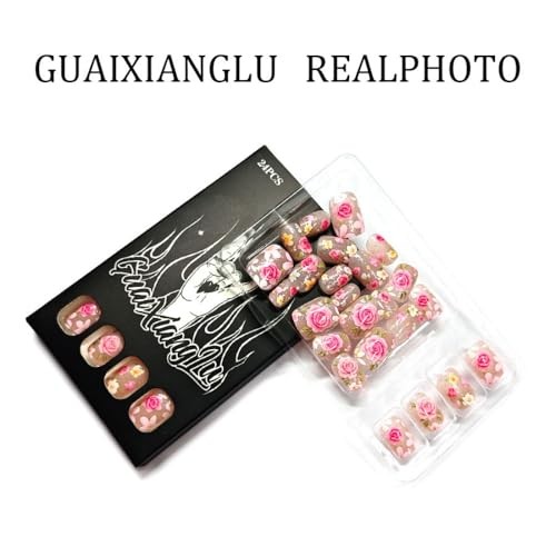 Color41 Rose Design Short Square Nails – Flower Design – Color41