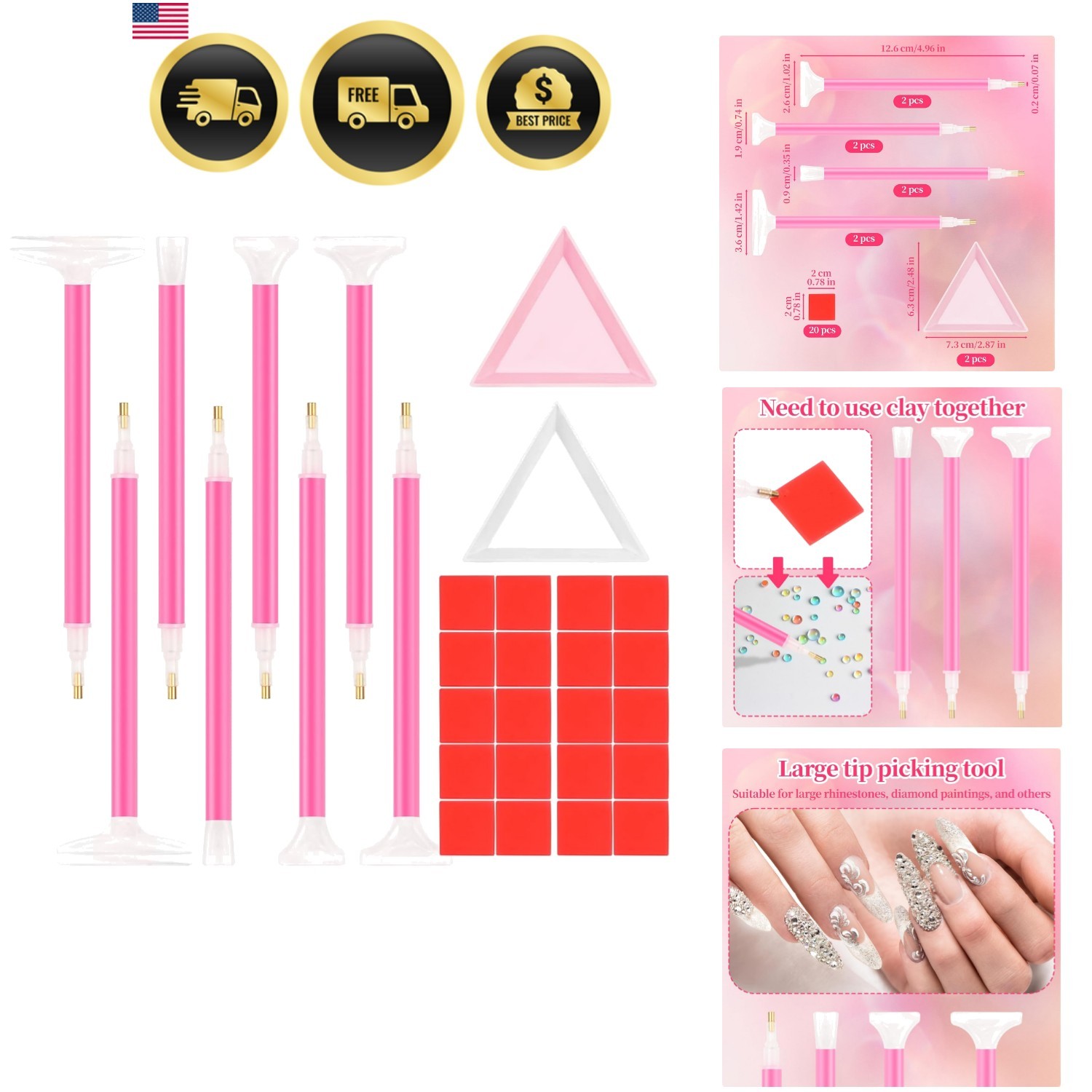 30PCS Rhinestone Picker Tool 8pcs Acrylic Rhinestones Pen Applicator Dual-End…