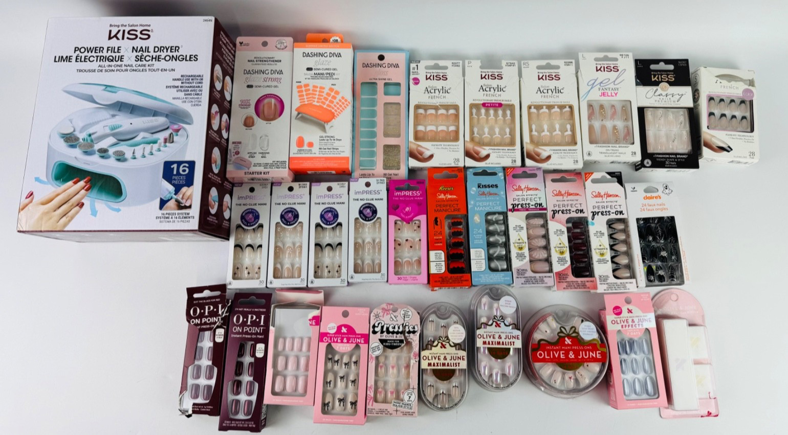KISS, IMPRESS, SALLY HANSEN, OLIVE & JUNE, OPI, PRESS ON, DASHING DIVA GEL 31 PC