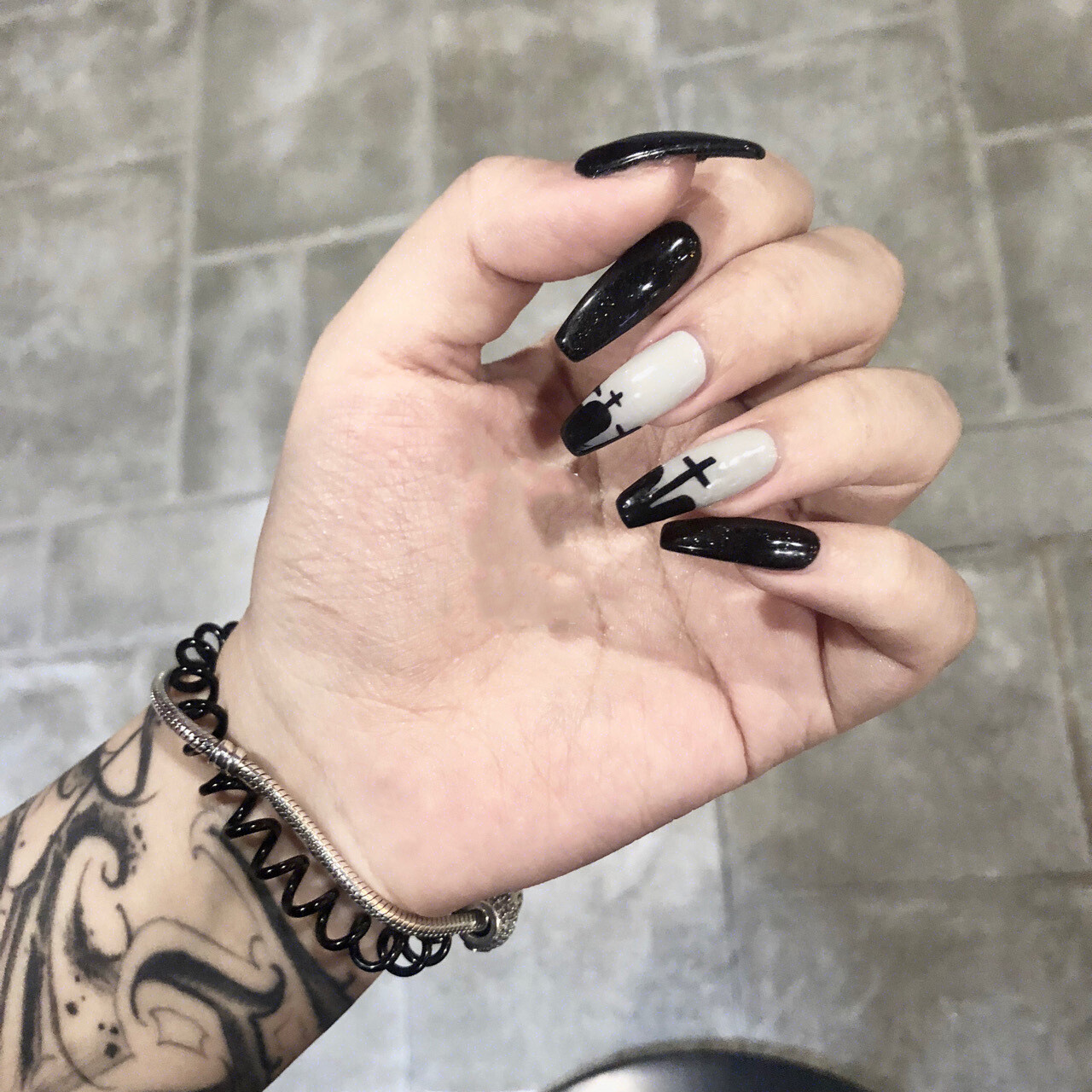 120Pcs Halloween Mix Fake Nails Long Coffin Press On Nails Fake False Nail Set
