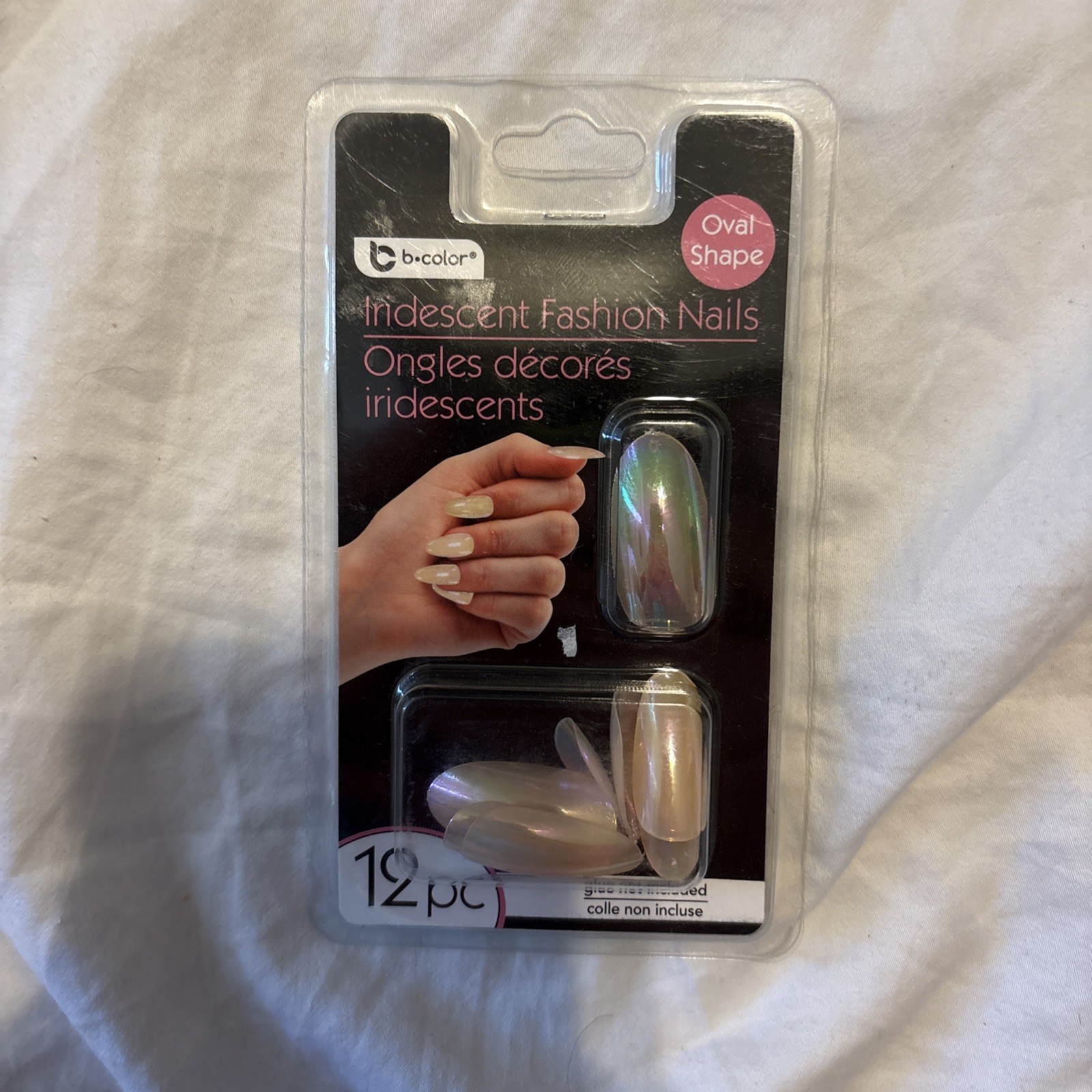 B.Color Iridescent Fashion Oval Shape Nails 12 Pieces