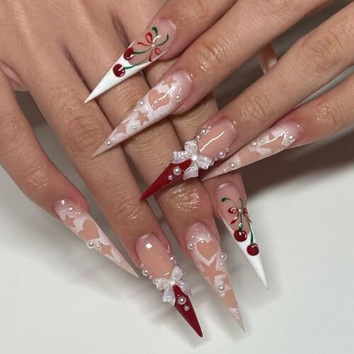 Long Press on Nails Stiletto Fake Nails False Nails 1 Fl Oz (Pack of 1) Pink