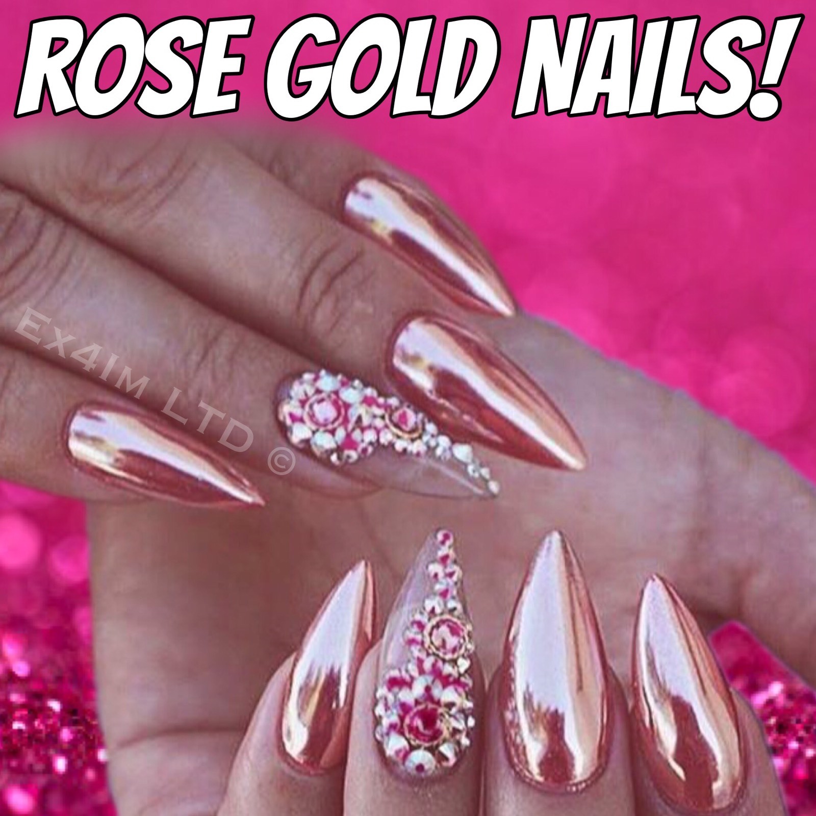 ROSE GOLD NAILS CHROME POWDER Mirror Effect Trendy Nail (R)