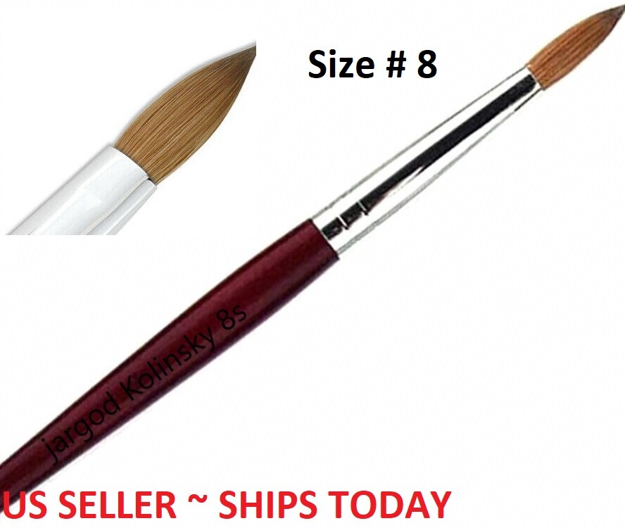 100% Pure Kolinsky Acrylic Round Nail Brush Size 8 Top Quality by Jargod