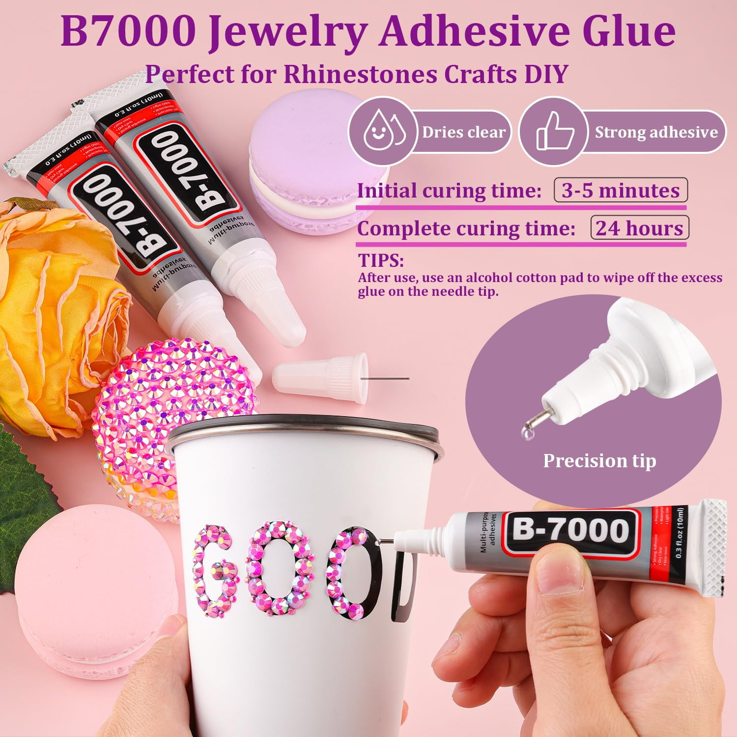 Resin Jelly Rhinestones for Crafting with B7000 Jewelry Glue, 2 Boxes Hot Pink A