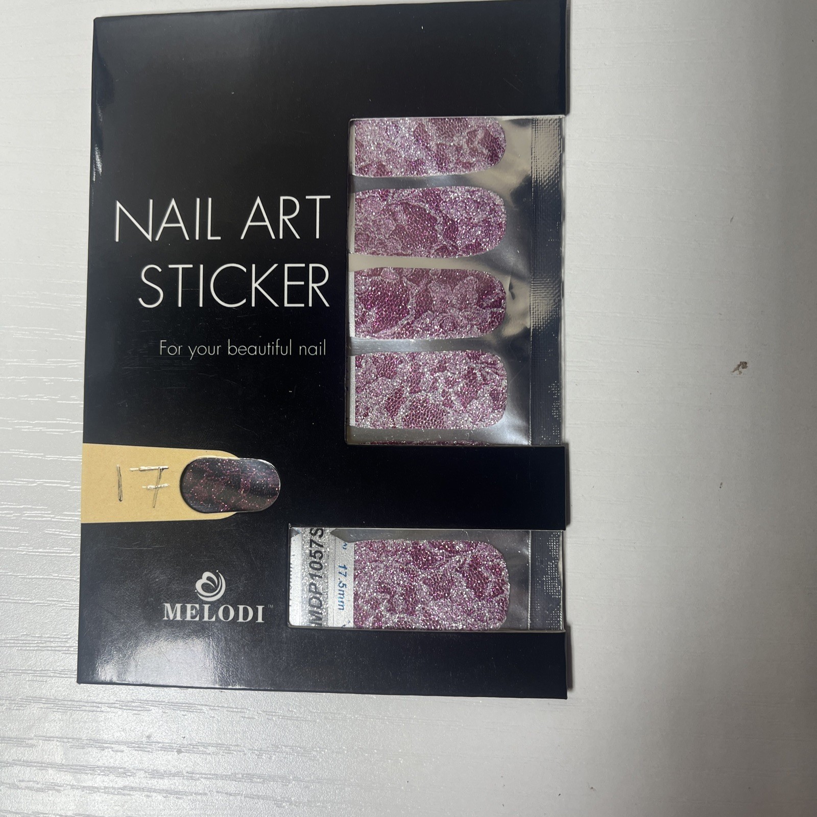 NAIL ART STICKER 14 Piece Set 30MM Long sparkling pink number 17