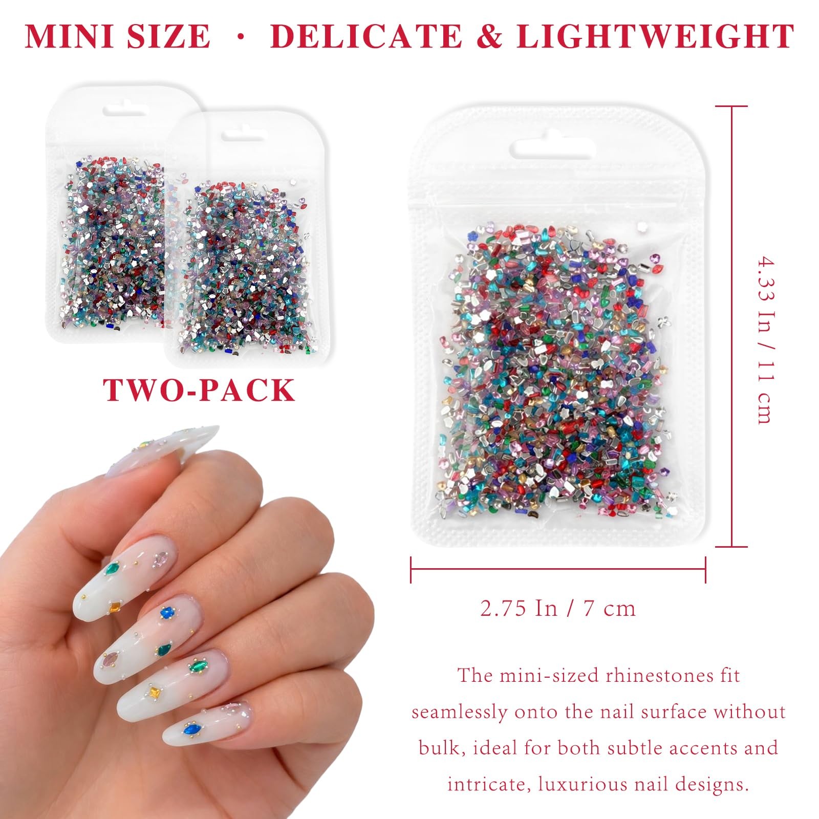 2000 PCS Colorful Crystal Nail Rhinestones Set – Multi-Shape multicolor
