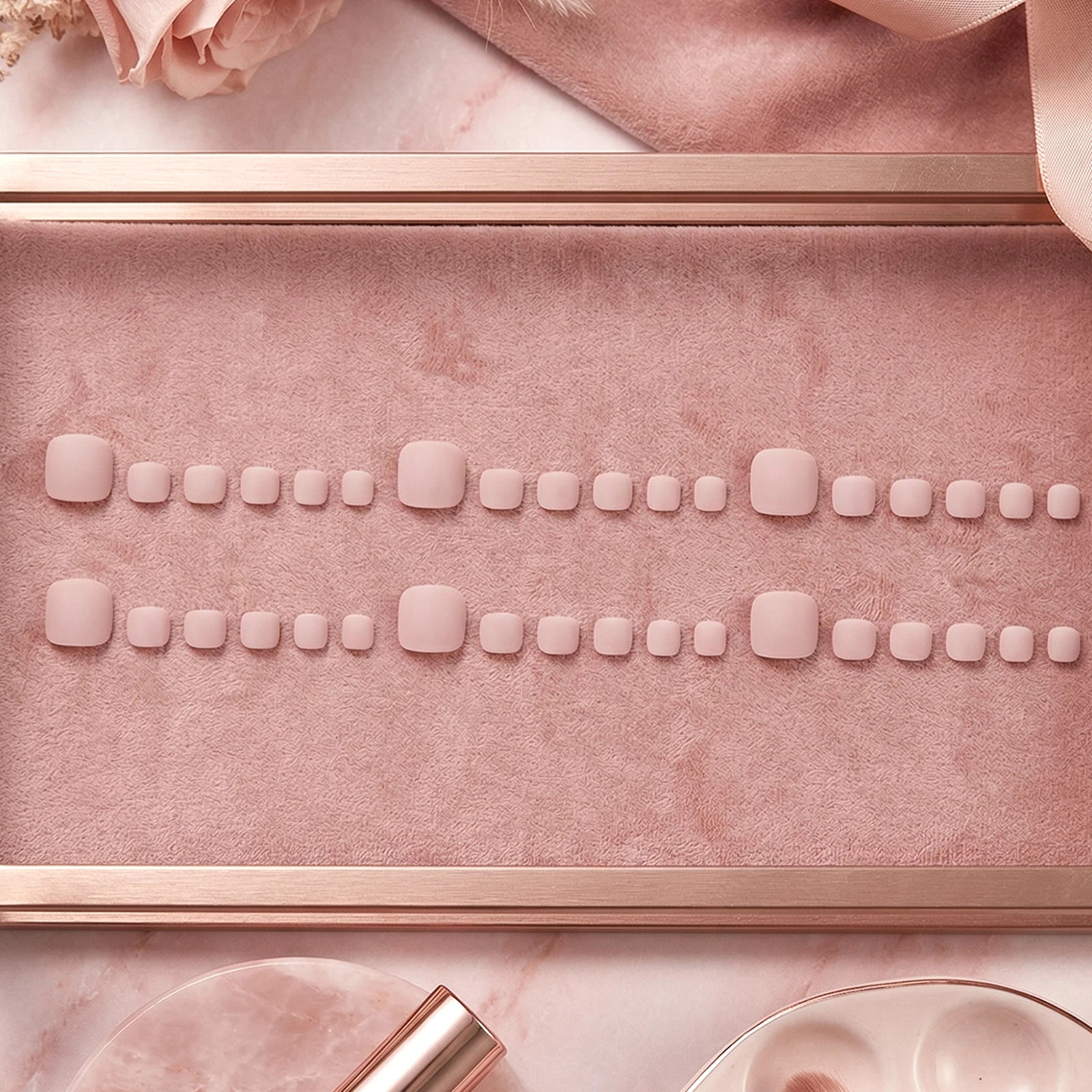 36pcs Matte Pink Solid Color Press On Toenails