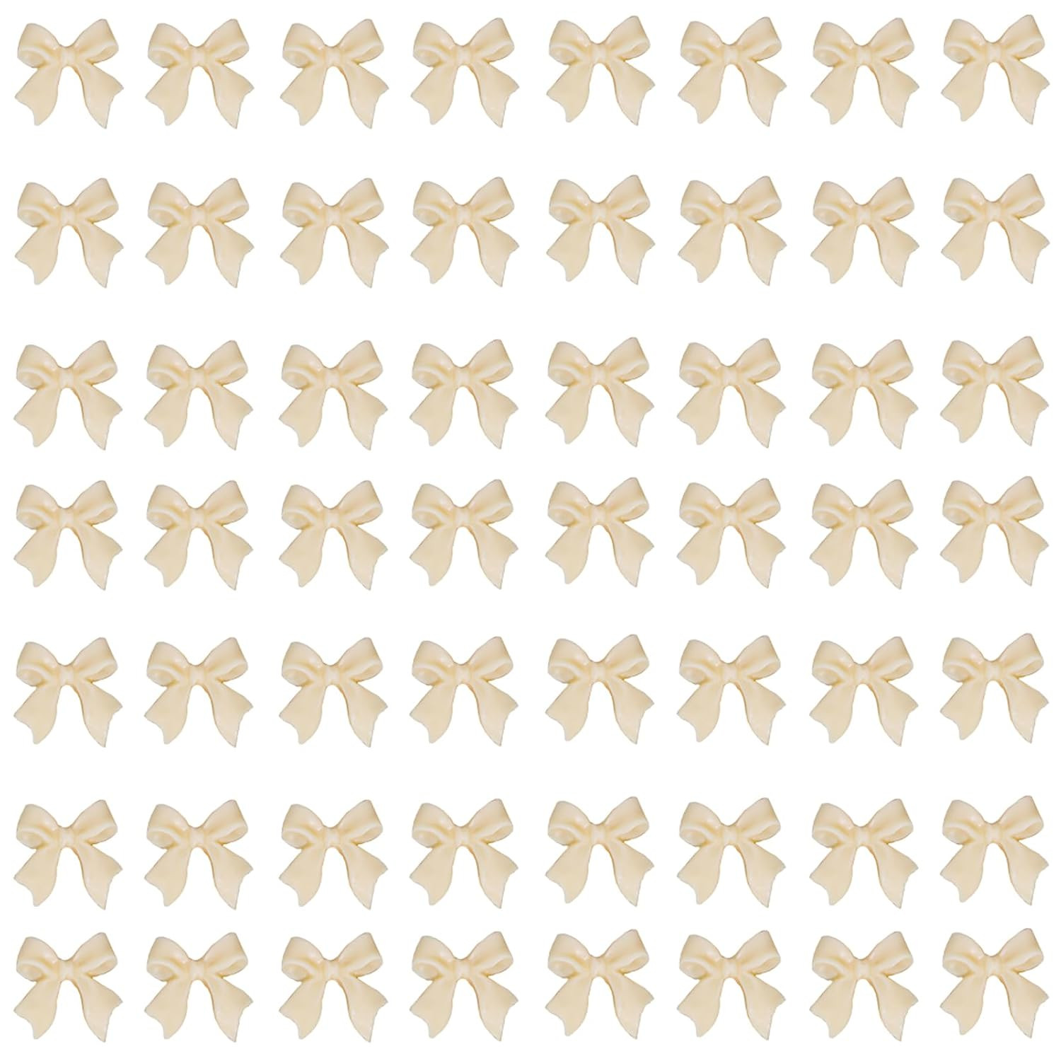 Pearly White 3D Bow Nail Charms, 100 Pieces Resin Bowknot Nail Art Decorations,