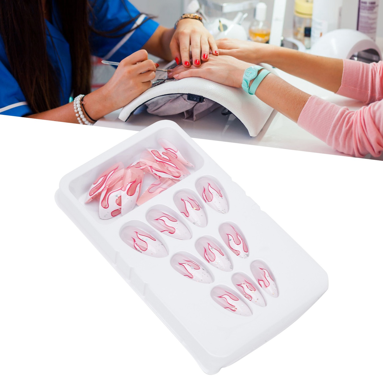 24pcs Women Girls Exquisite False Nails Full Cover Fashionable Fake Nail Tip CHU