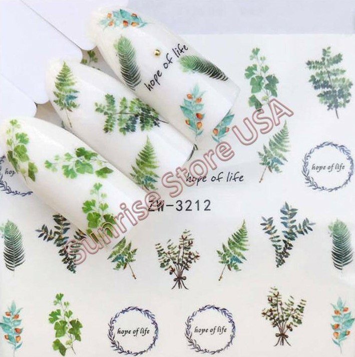 Nail Art Water Transfer Sticker Flower Leaves Butterfly bird Floral Decals