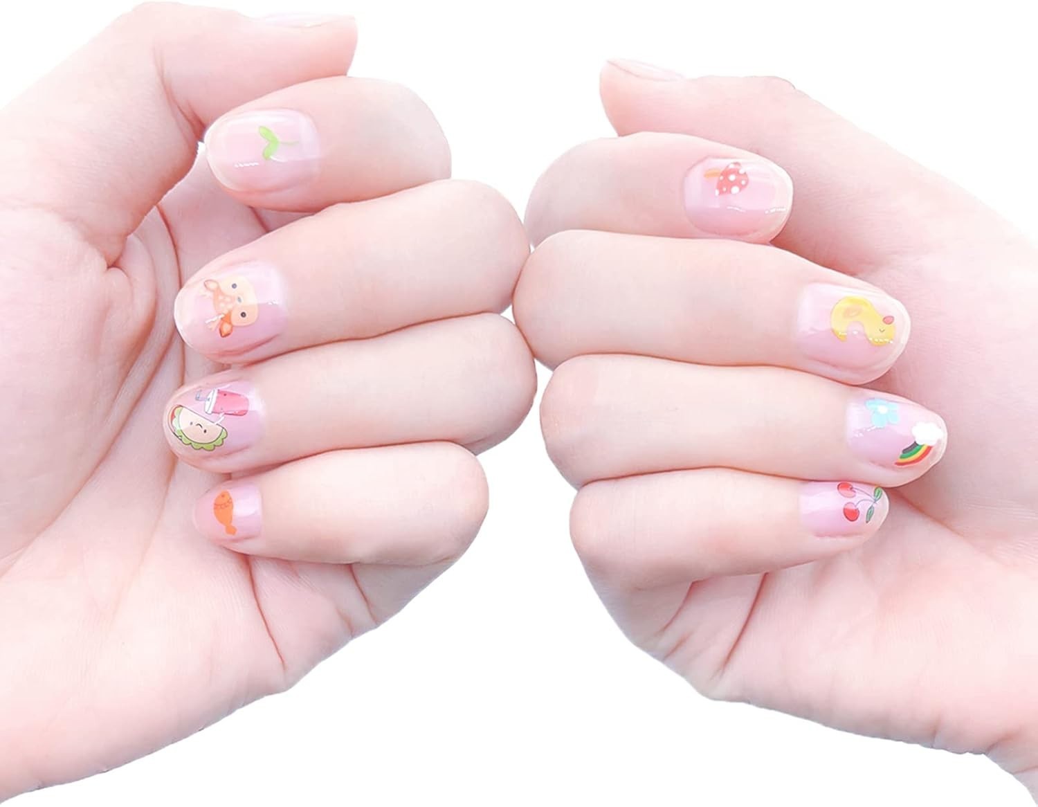 10 Sheets Cute Nail Stickers for Kids Including Animals Fruits Flowers Food R…