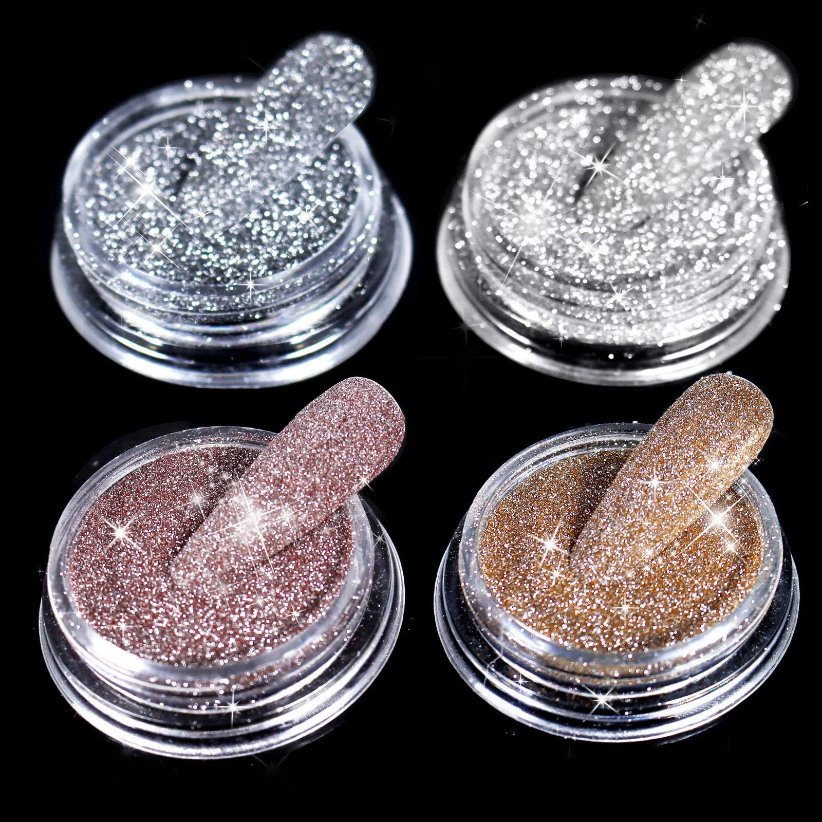 Diamond Nail Glitter 4 Colors Sparkling Korea Reflective Diamond Glitter Dust…