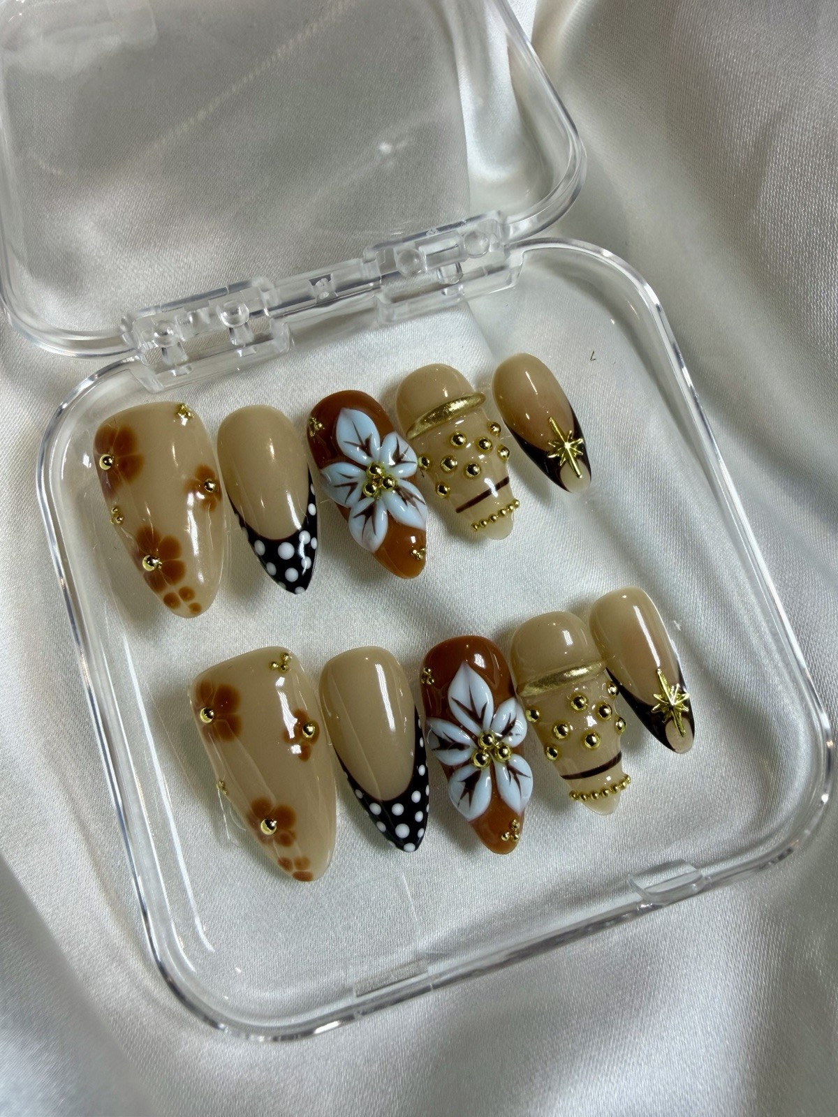 Handmade Gel X Press On Nails Medium | Reusable Salon Quality Custom Set | 10 p