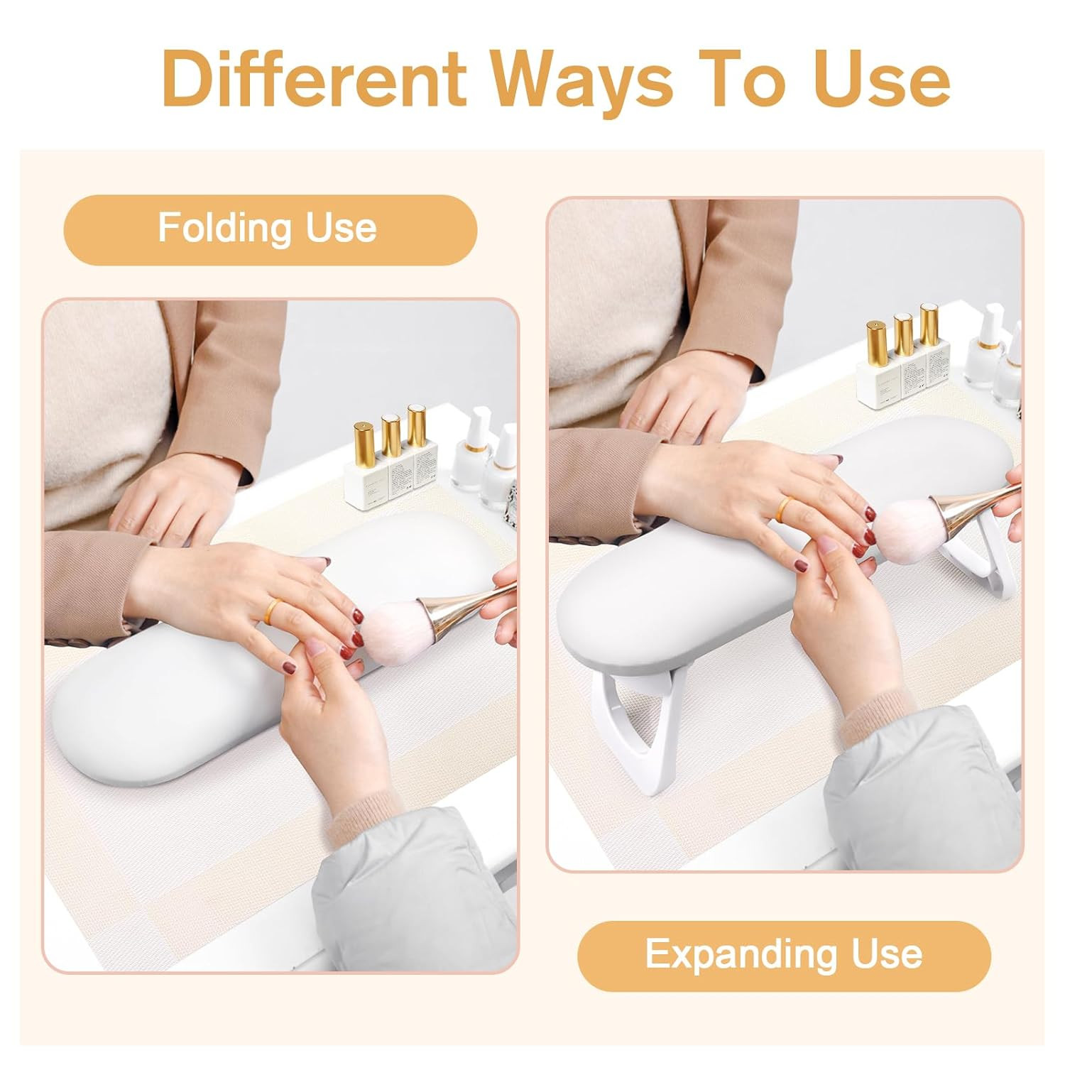 Nail Arm Rest, Foldable PU Leather Nail Hand Rest for Acrylic Nails Cushion Hand