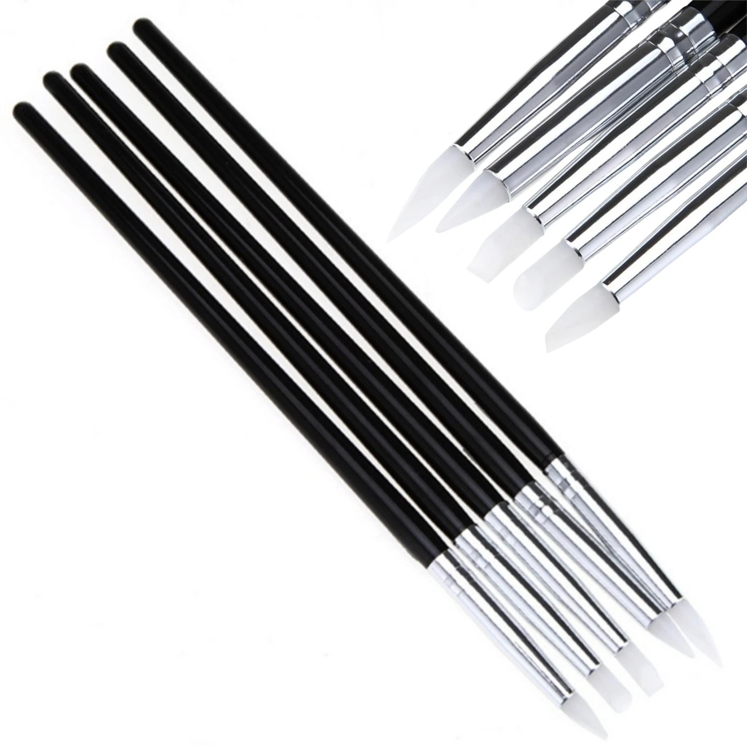 5 pcs Brushes UV Gel Brush Nail Painting Drawing Liner Flat Nail Art Display