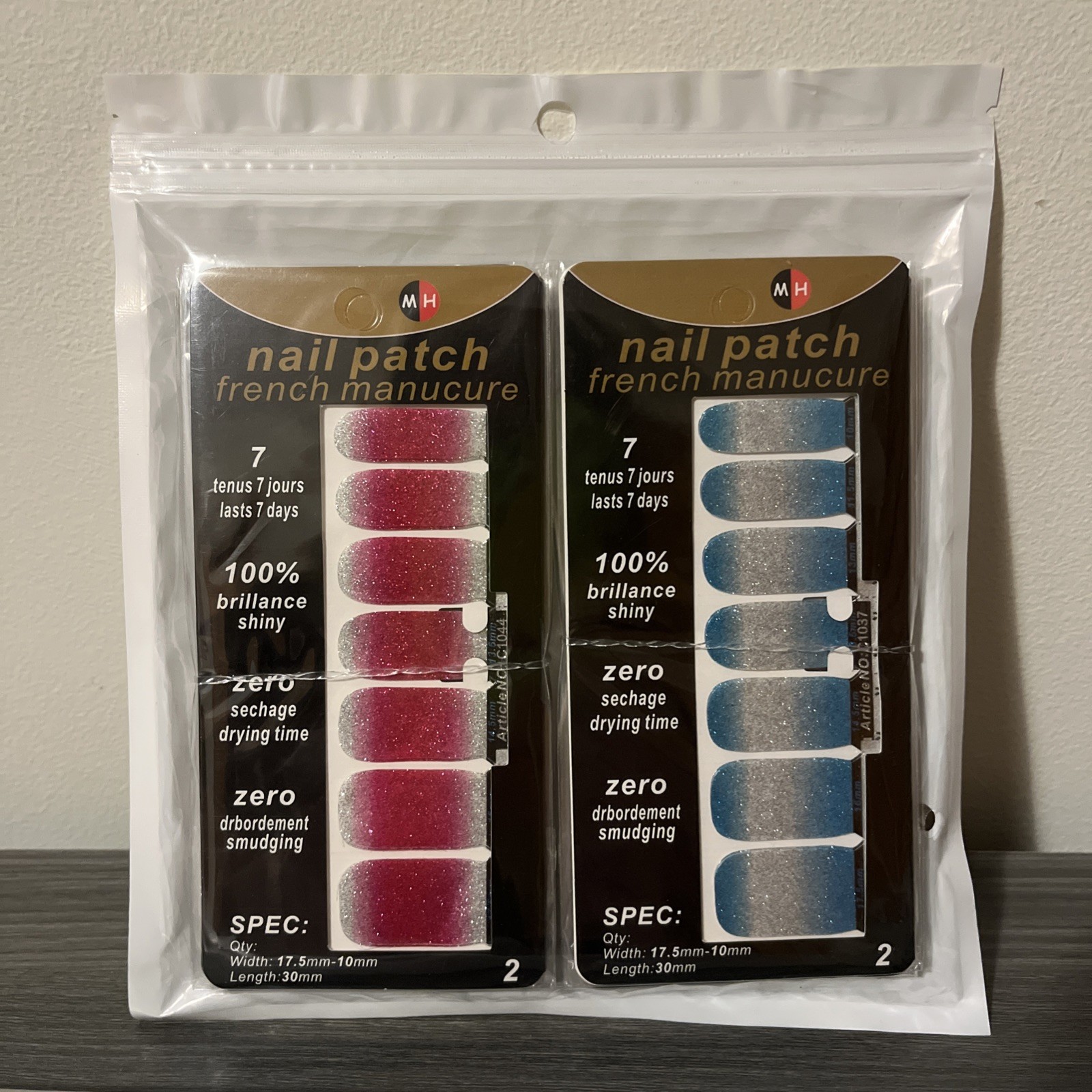 Nail Patch French Manicure Nail Stickers. Lasts 7 Days. 2 Sets.