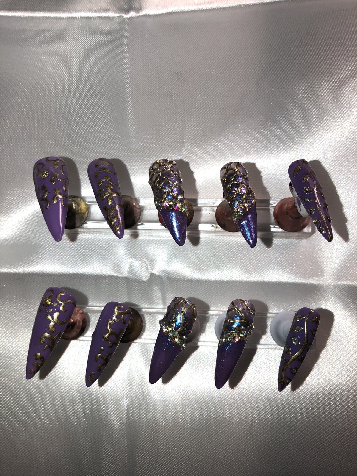 Z NAILZ! Gorgeous Set Of Handmade Custom Press On Nails| MARDI GRAS