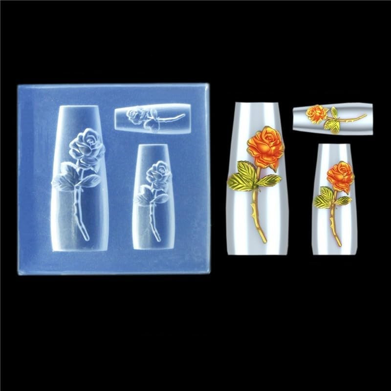 Nail Art Embossing Mold 3D Rose Flowers Chinese Loong Carving Mold Nail Art Deco