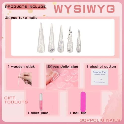 3D Press On Nails XXL Long Press On Nails with 3D Design Geometric 1130