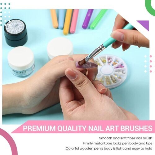 8Pcs Nail Art Brush Set, 7Pcs Nail Brushes + 1Pc Nail Dotting Tool