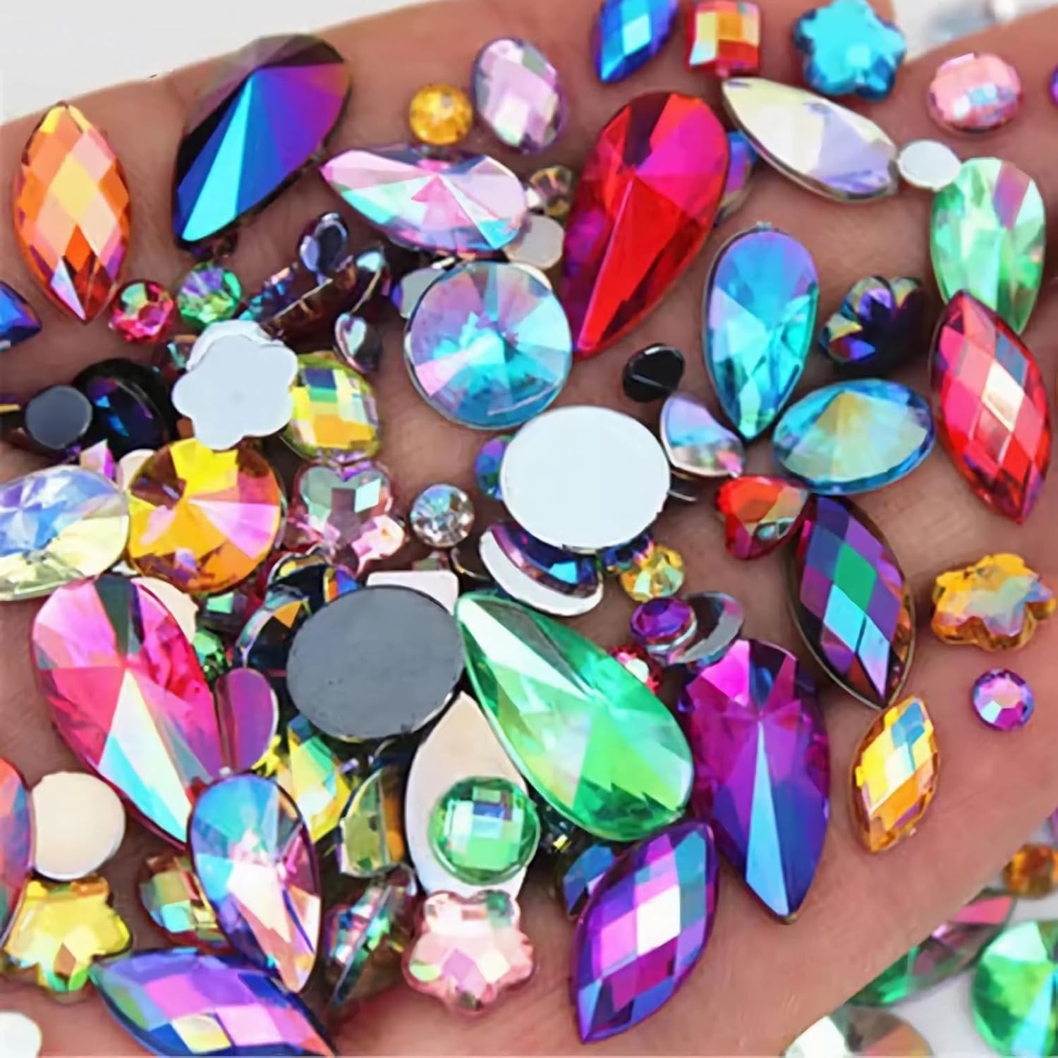 1000pcs AB Flatback Acrylic Rhinestones Crystal Gems DIY Crafts Nail Art Decor