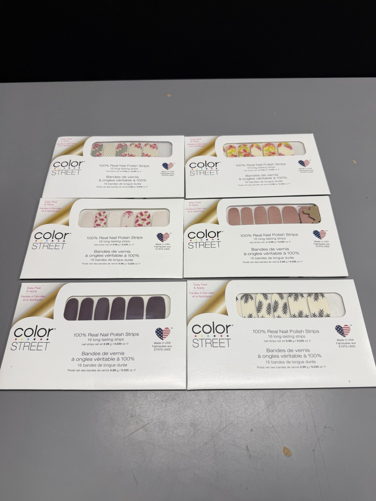 Color Street Nail Polish Strips Lot Of 6 Sealed Floral Pink Purple Black NEW